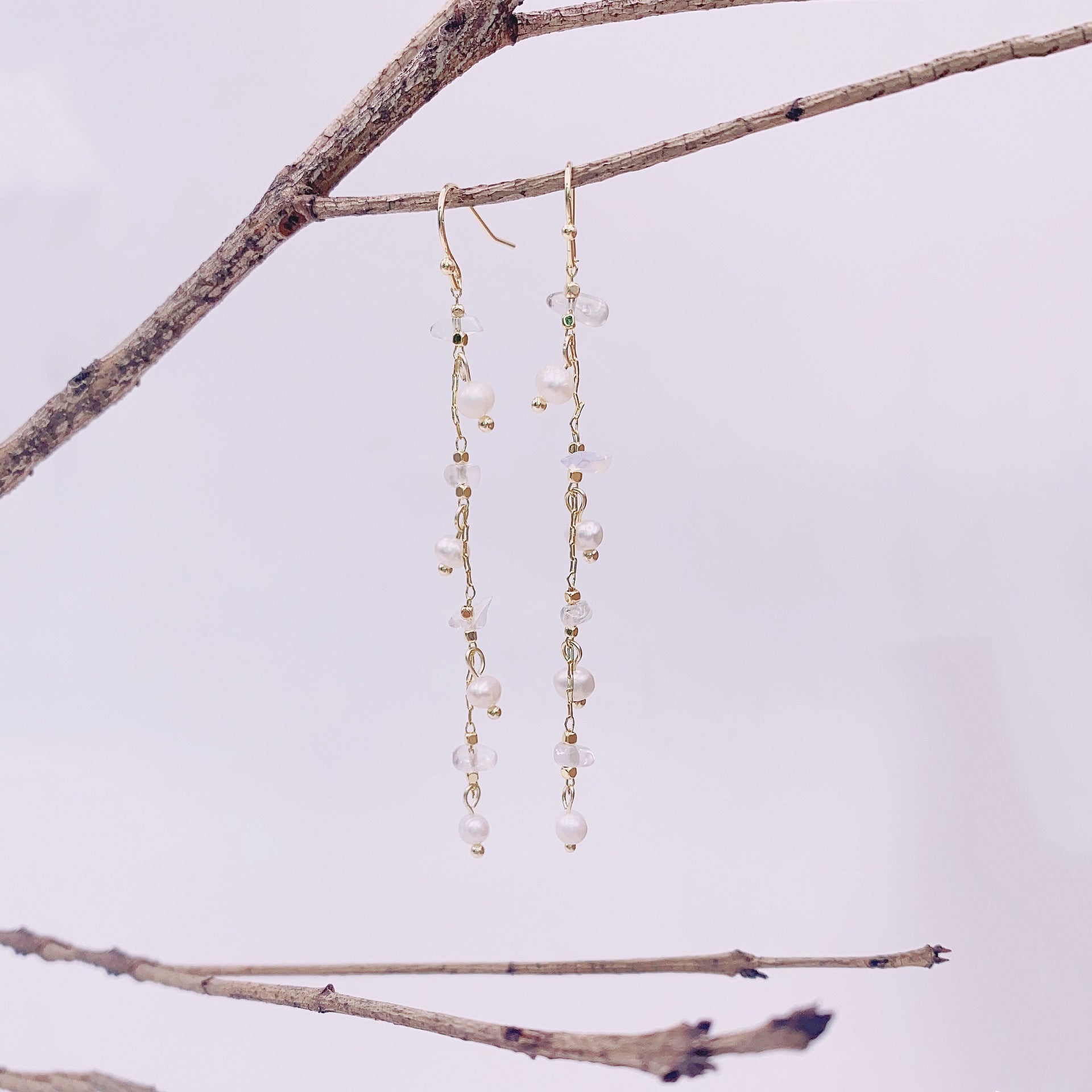 Wholesale Baroque Pearl Natural Color Stone Earrings